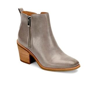 Sofft Gray Ankle Booties with Stacked Heel
